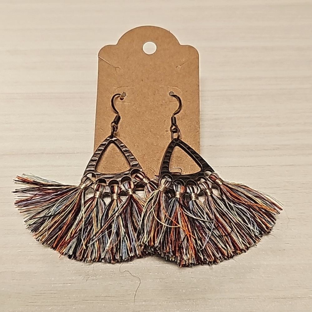 Handmade Bronze and Fringe earrings NWT
